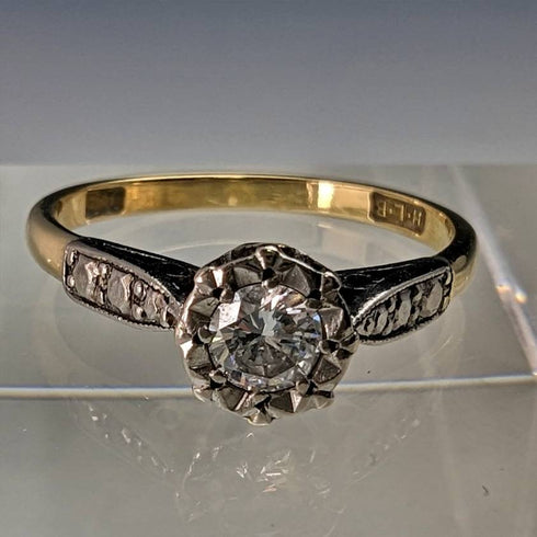 英國復古配飾 18K 金戒指 0.25ct 鑽石 HL 棕色